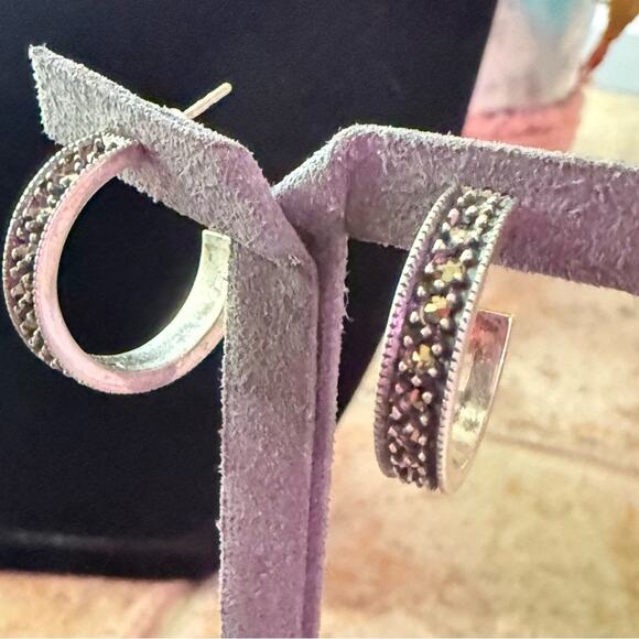 Judith Jack 925 Sterling Silver Hoop Earrings - Picture 7 of 13